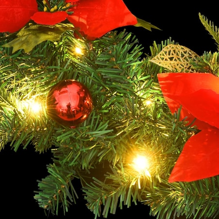 vidaXL Wieniec świąteczny z lampkami LED, zielony, 60 cm, PVC