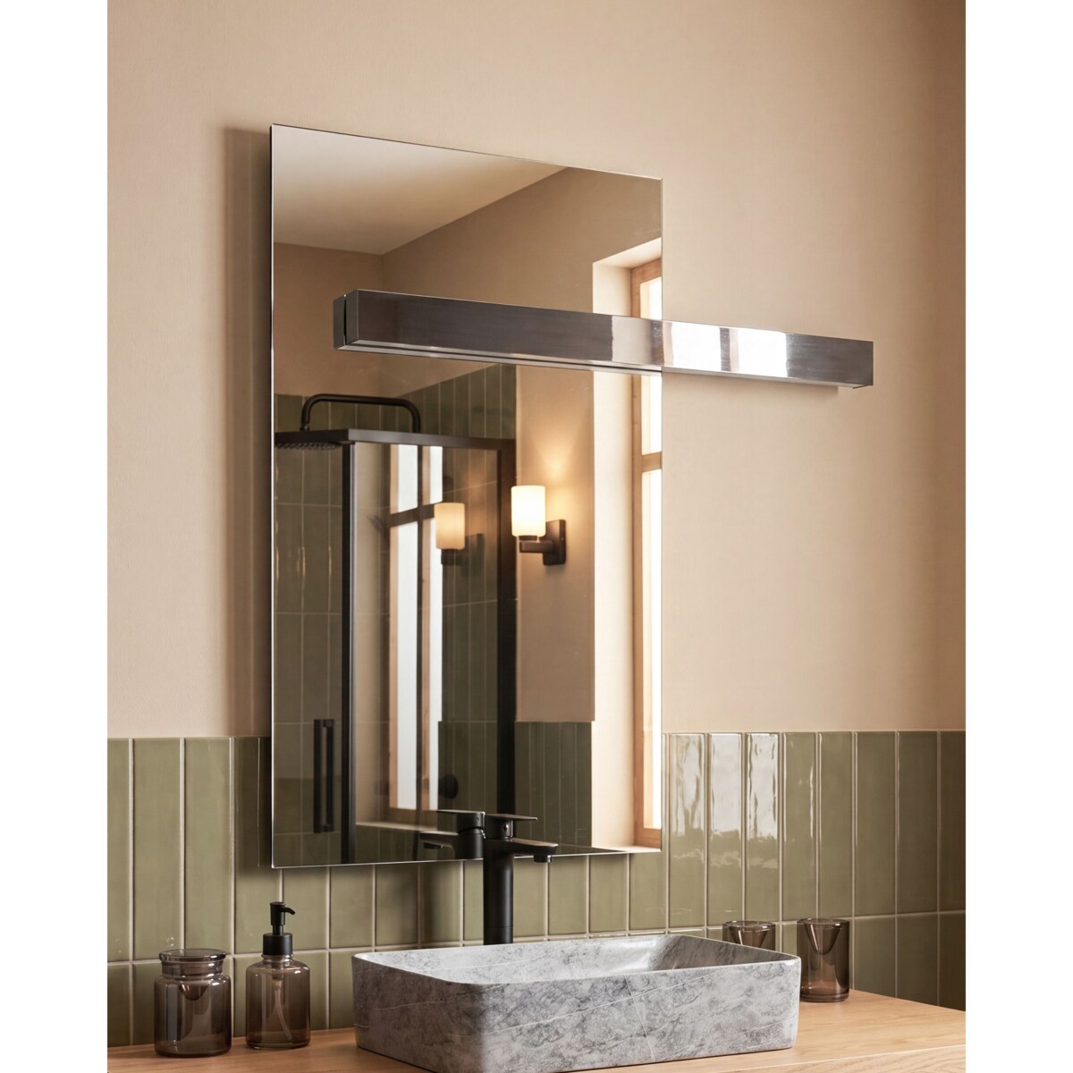 Lustro łazienkowe LED MAUX 83 cm 100 cm Srebrny