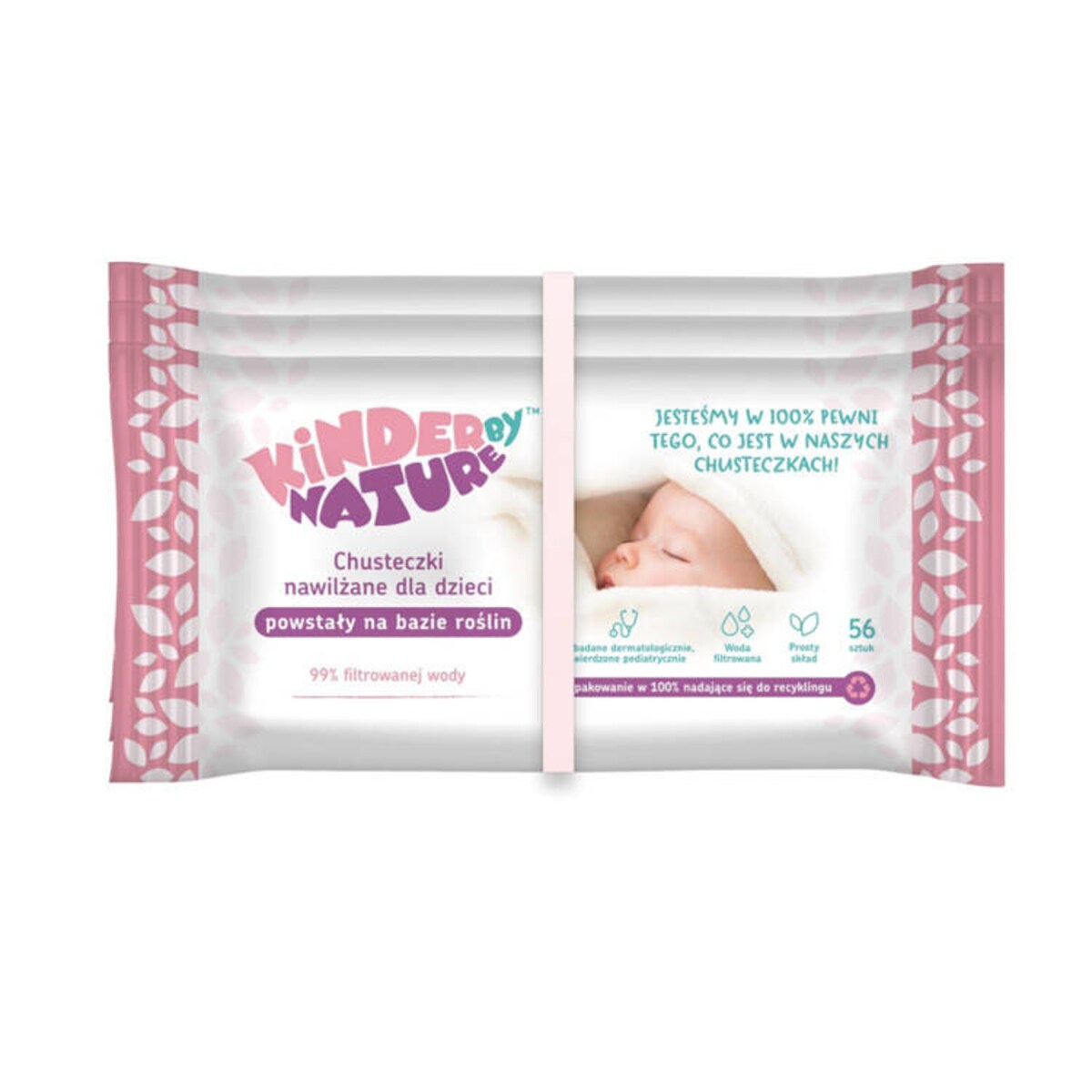 Chusteczki nawilżane dla niemowląt i dzieci 3 opakowania (168 szt.) Kinder by Nature