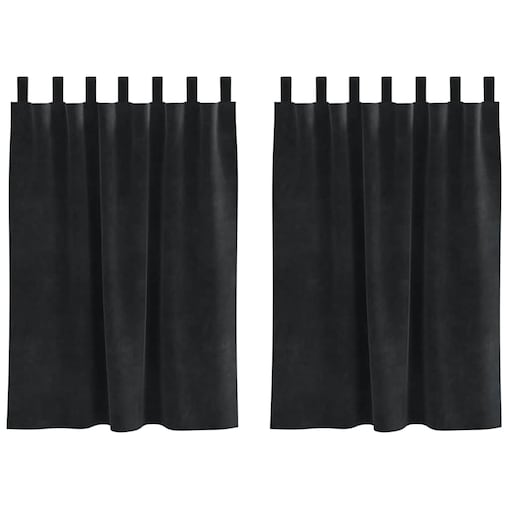 vidaXL Zasłony z zasłonami 2 pcs Czarny 140 x 140 cm Aksamit
