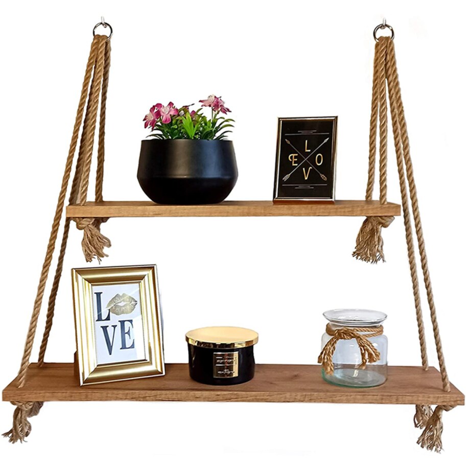 Nowoczesne półki wiszące dąb craft złoty - Darlin