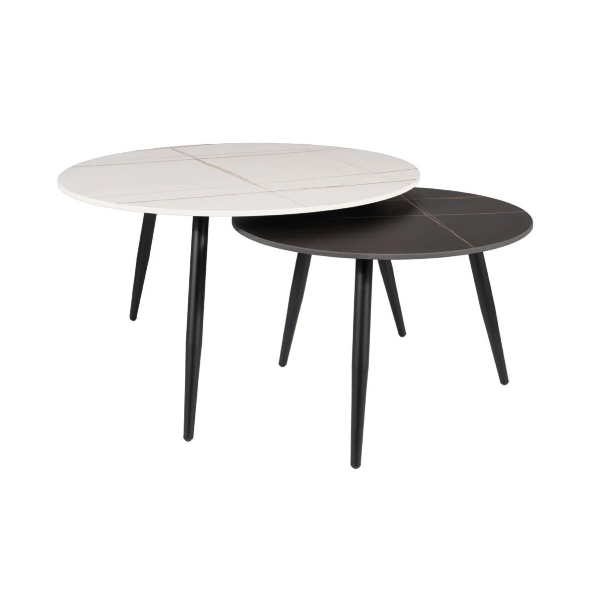 Zestaw 2 ław KORA B biały mat/czarny mat