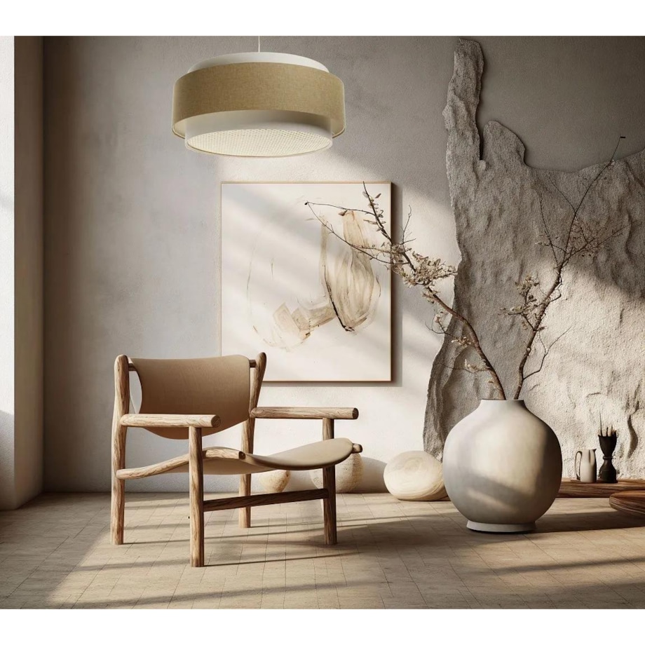 Lampa wisząca ERUTAN DUDU RATTAN kremowa/żółta