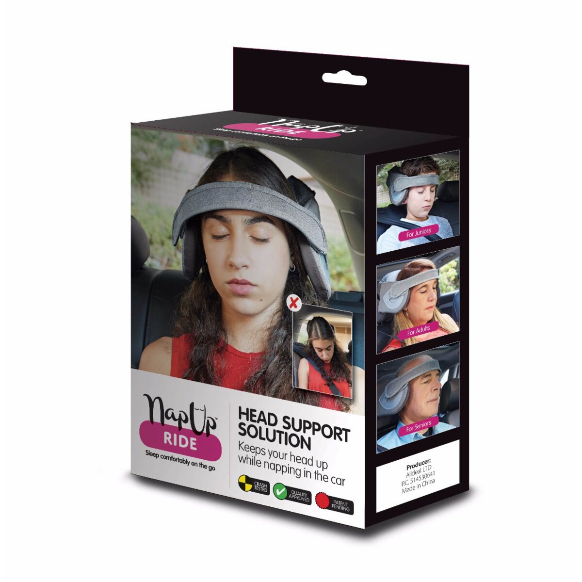 Opaska podtrzymująca głowę podczas podróży NapUp Ride dla młodzieży i dorosłych