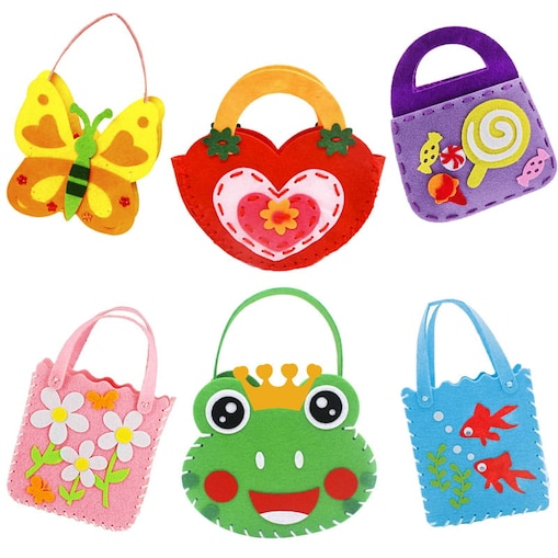 Kolorowe torebki - filcowy zestaw do szycia DIY - 6 elementów