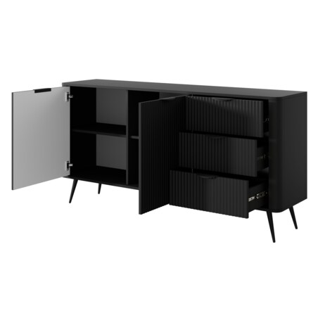 Komoda nowoczesna 2D3S LENA ryflowana, czarna