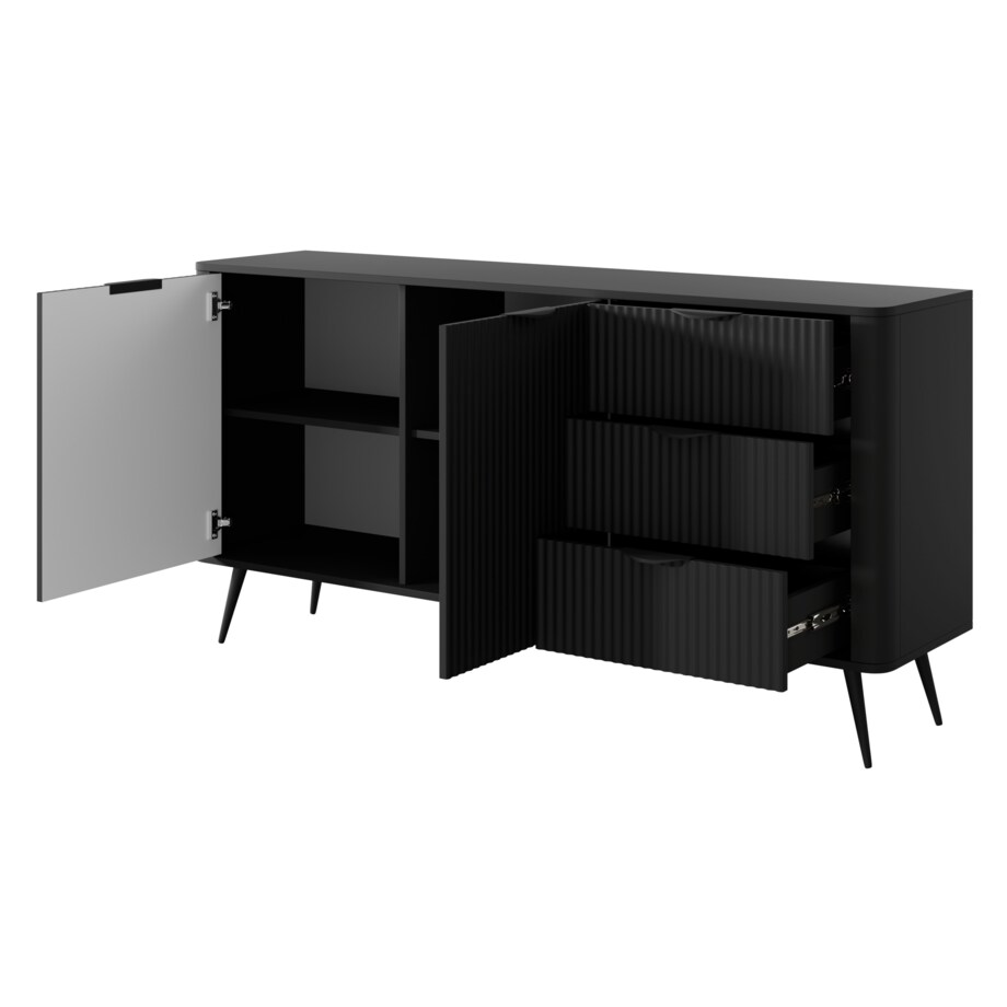 Komoda nowoczesna 2D3S LENA ryflowana, czarna