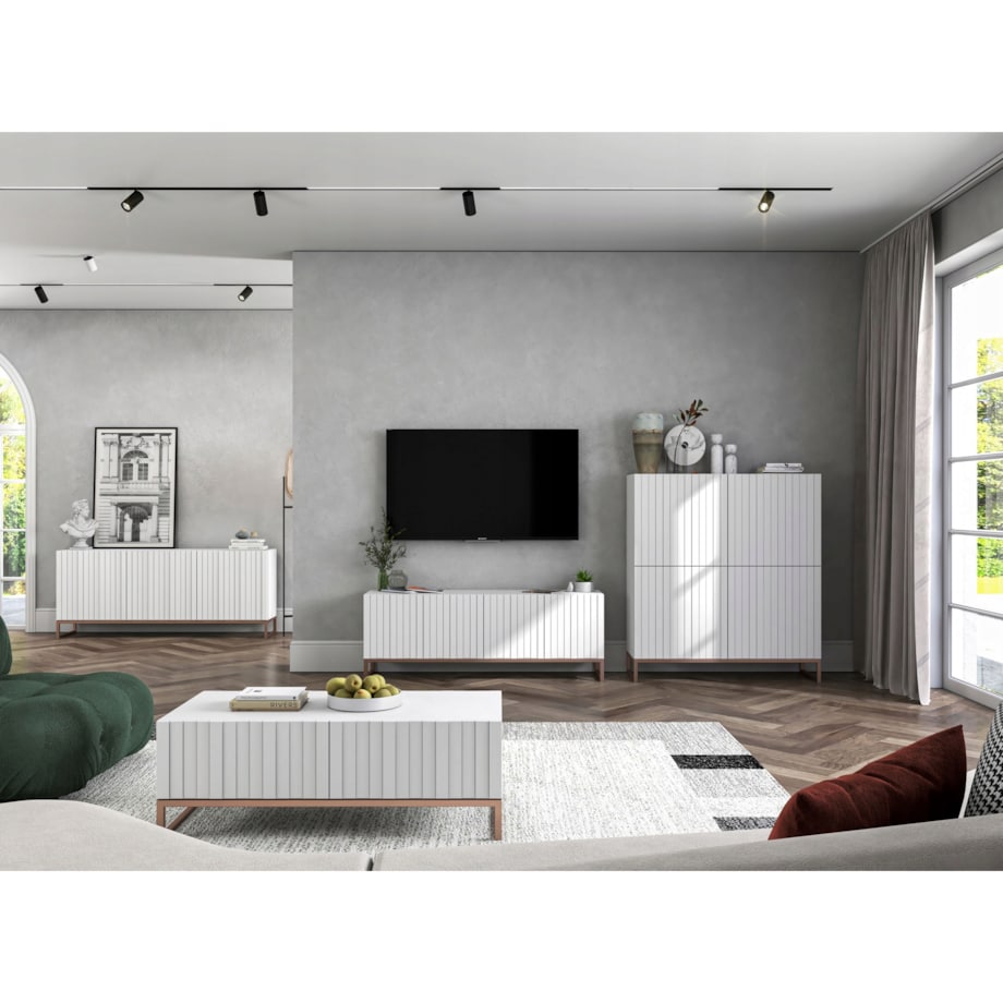 Komoda RTV Glamour Szafka RTV Glamour Biały Mat 168 cm