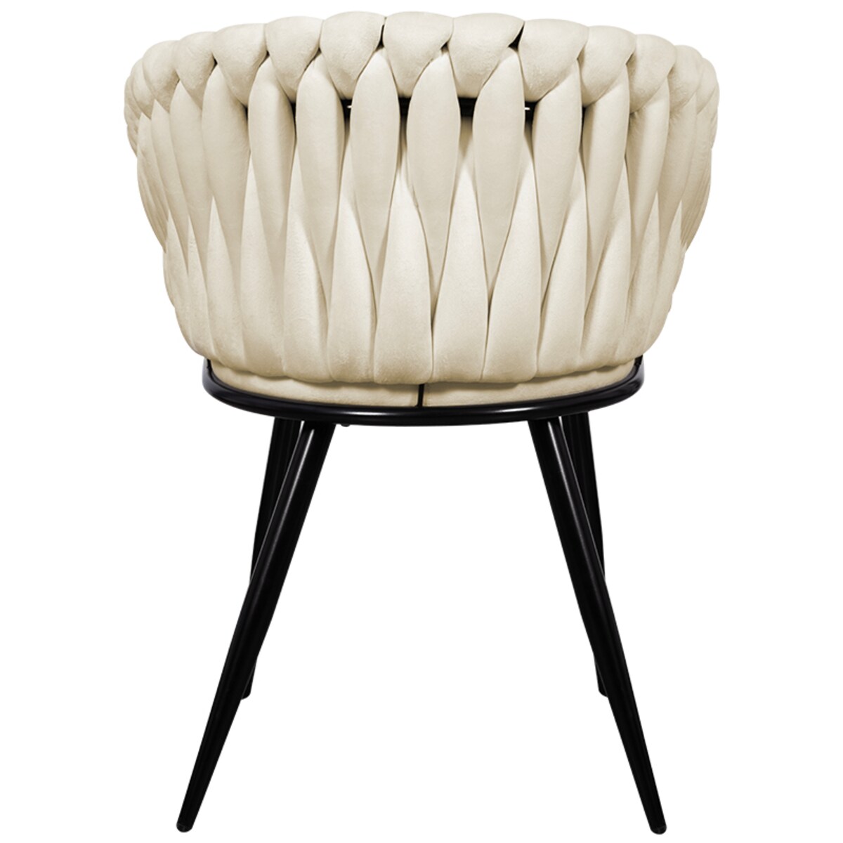 Krzesło tapicerowane do salonu glamour welurowe plecione beżowe