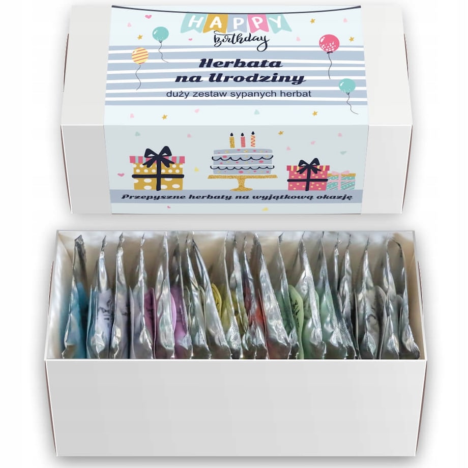 Prezent upominek urodzinowy zestaw 20 herbat sypanych PREMIUM w saszetkach po 5g dla żony męża siostry brata kobiety faceta niej niego