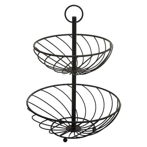 Etażerka metalowa, 2 poziomy, wys. 30 cm, kolor czarny