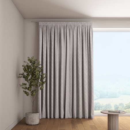 Zasłona na taśmie marszczącej 1 szt. 130x260 szare wzory geometryczne