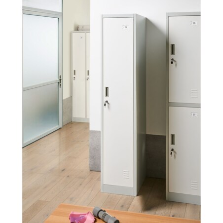 Szafa socjalna ubraniowa jednodrzwiowa ATHLETE Metal Szary/ biały