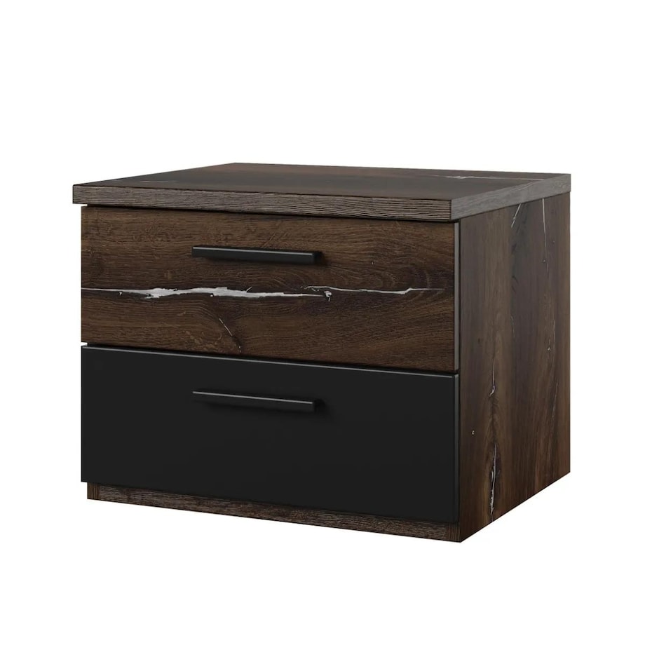 Szafka nocna SIGMA 2S dąb flagstaff srebrny/czarny mat