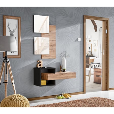 Konsola wisząca EASY 100x40 dąb wotan/czarna