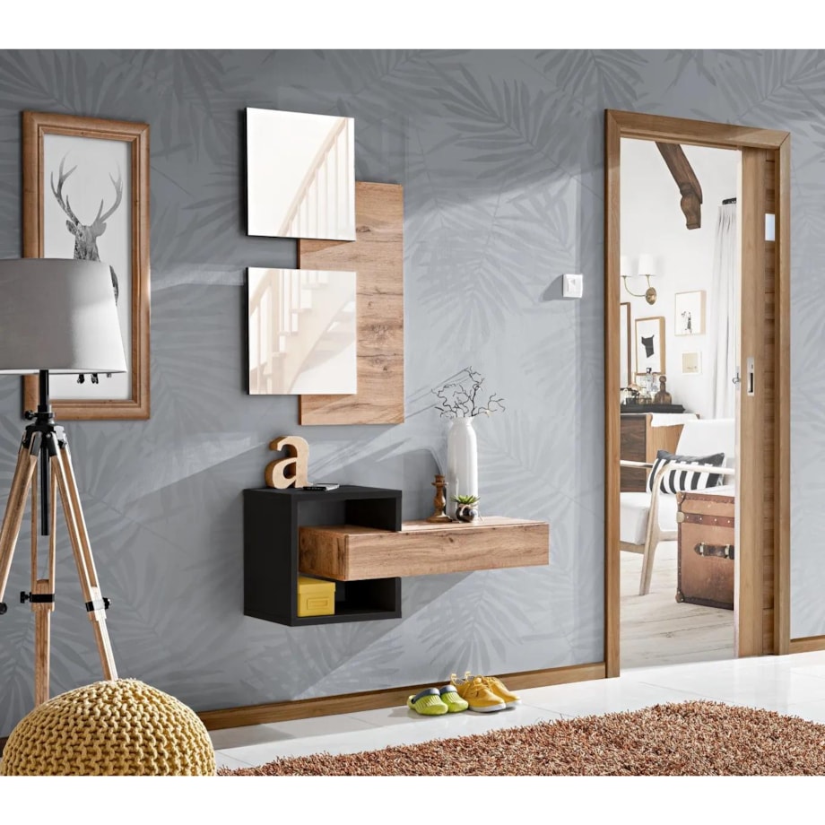 Konsola wisząca EASY 100x40 dąb wotan/czarna