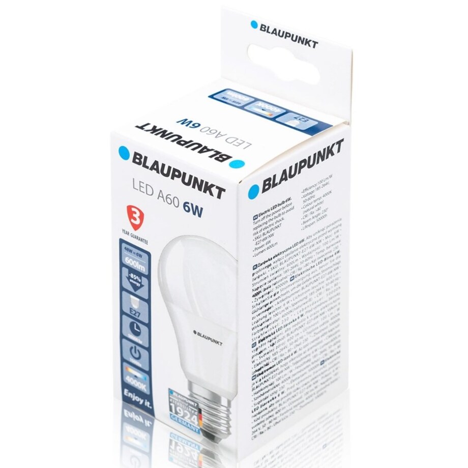Zestaw ledowych żarówek E27-6W-NW-10 10 szt 6W białe, Blaupunkt