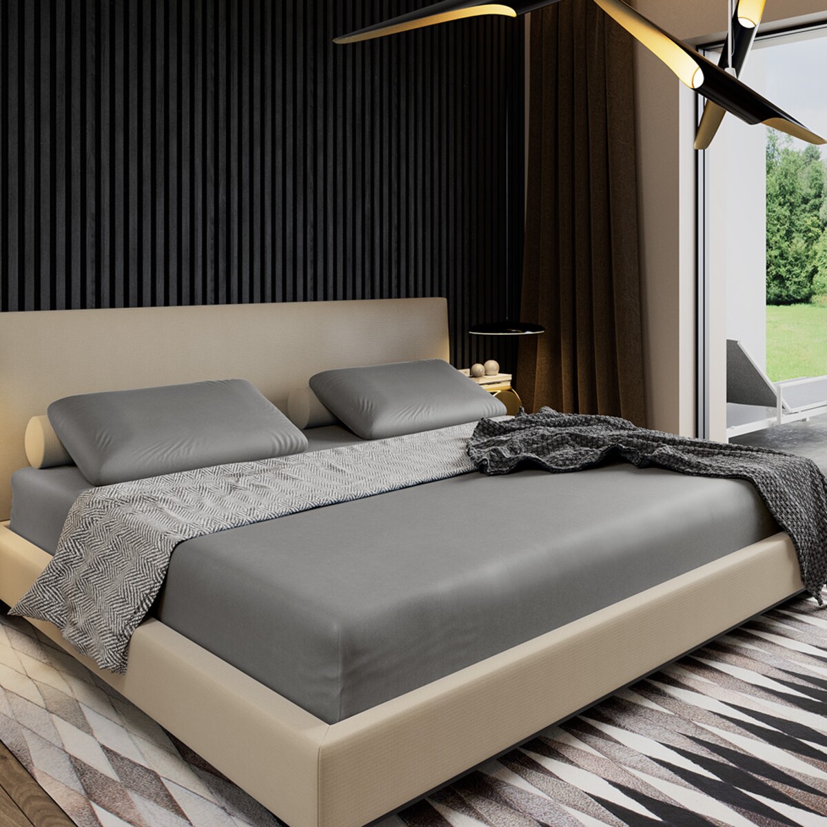 Prześcieradło z gumką 90x200 szare satynowe PAN MATERAC 100% bawełna