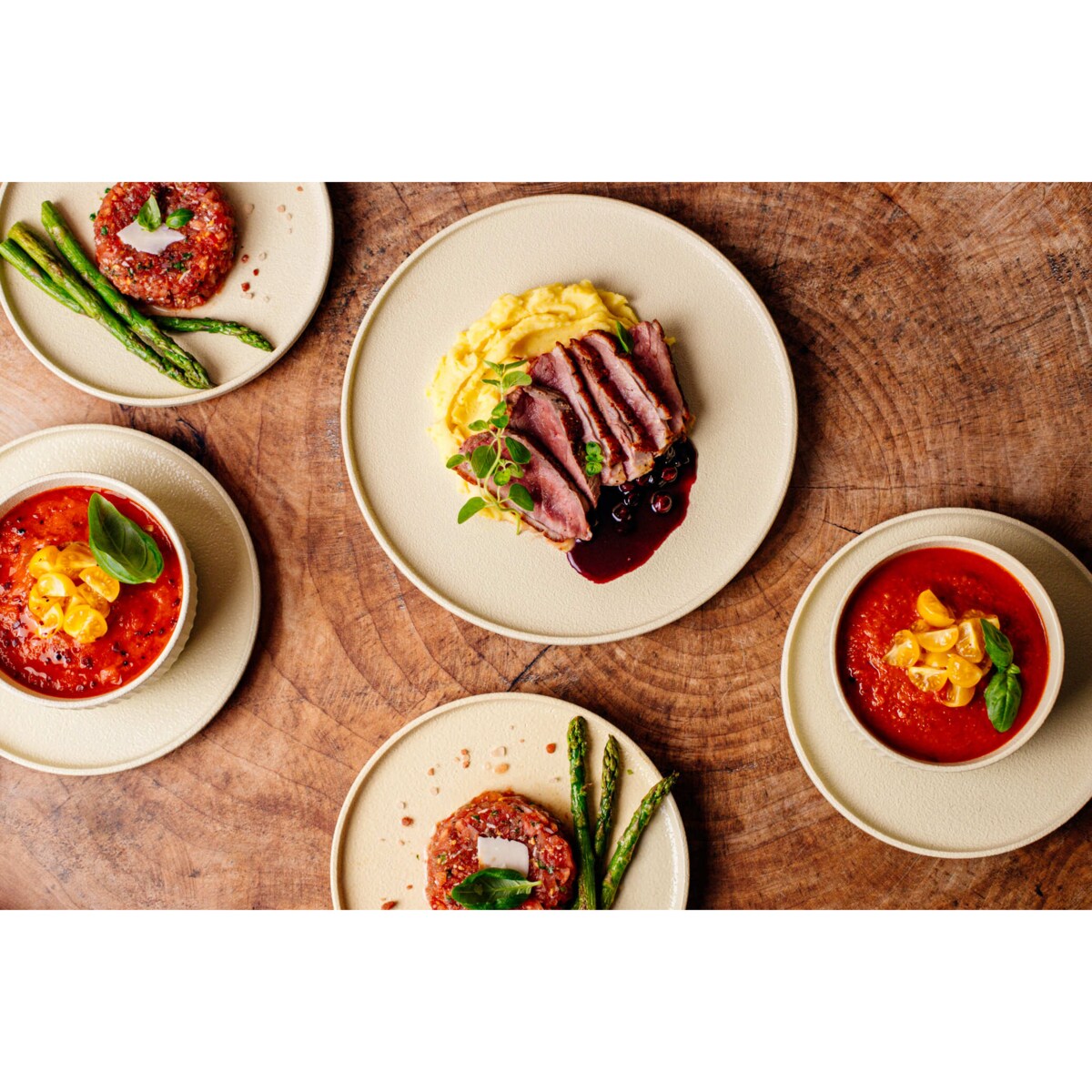 Serwis obiadowy Anun beżowy na 6 osób 18 szt. Nowoczesny Do zmywarki Komplet talerzy