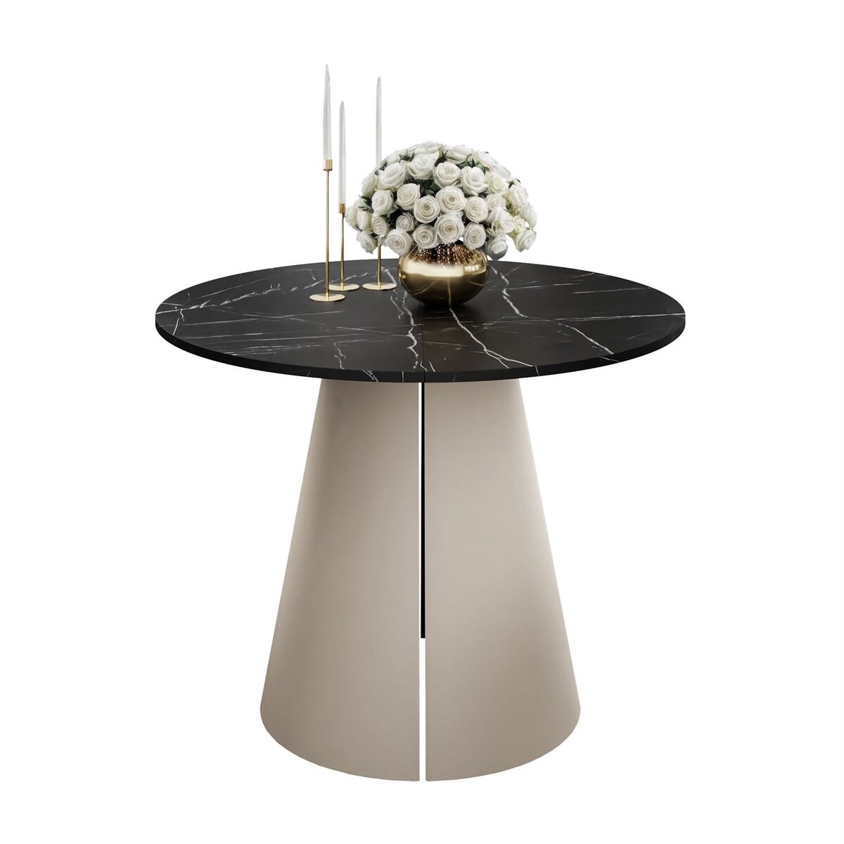 Okrągły stół rozkładany LAVA, średnica 100cm, kaszmir / Black Pietra Grigia