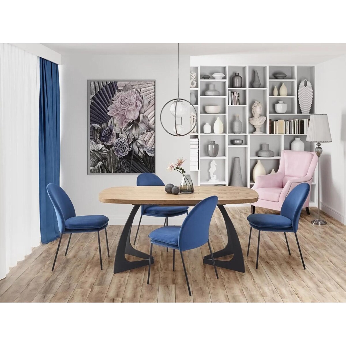 Krzesło tapicerowane K443 VELVET granatowe