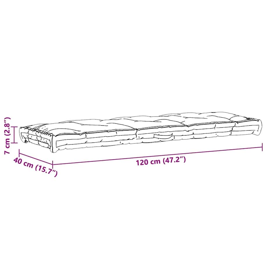 vidaXL Poduszka na podłogę lub palety, bawełna, 120x40x7 cm, szara