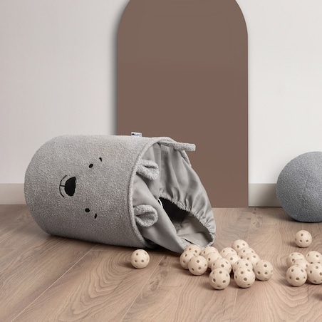 kosz na zabawki sipo, wersja premium boucle, zamykany na ściągacz, szary miś, xl