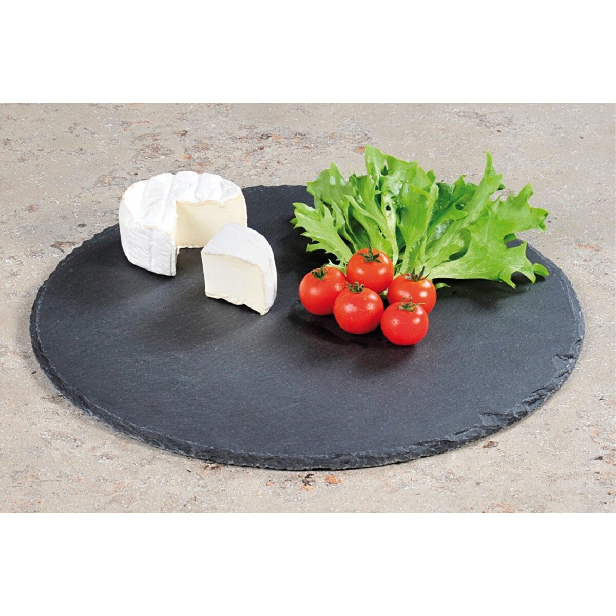 Deska do serwowania potraw, okrągła taca na przekąski z kamienia łupkowego