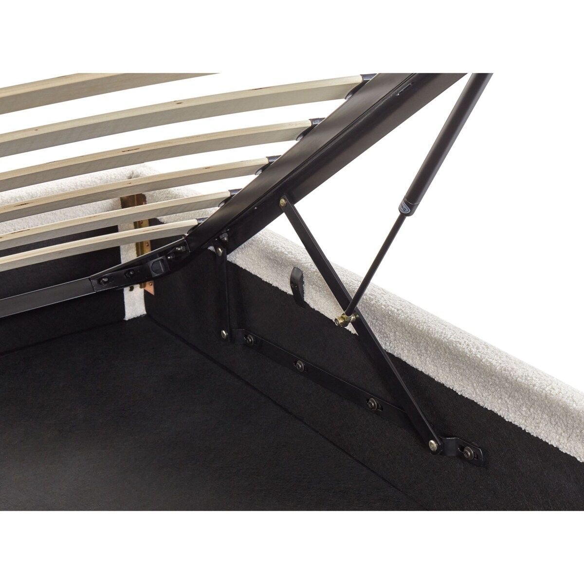 Łóżko z pojemnikiem boucle 90 x 200 cm złamana biel DINAN