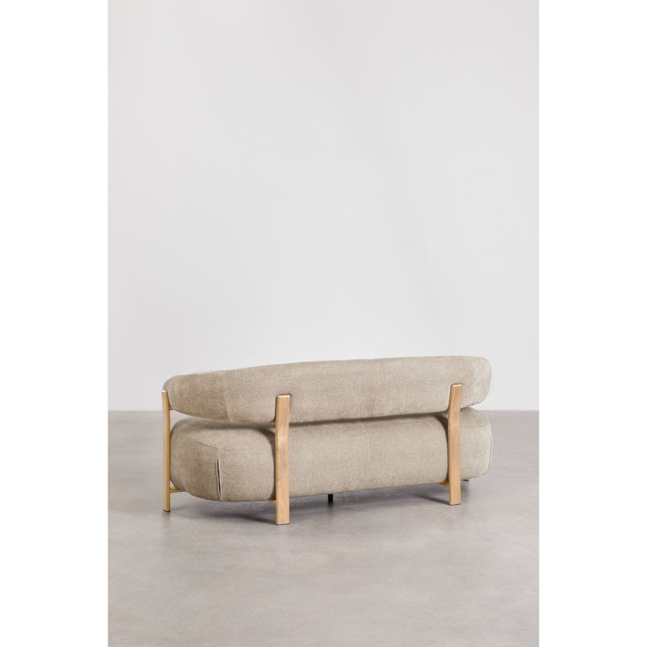 Sofa dwuosobowa z tkaniny szenilowej i metalu, Jolie, kawa z mlekiem