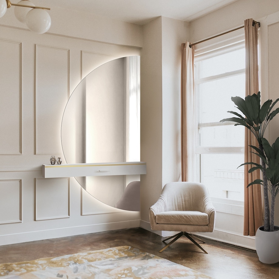 Lustro półokrągłe w dwóch częściach z podświetleniem - DOPPIO LED