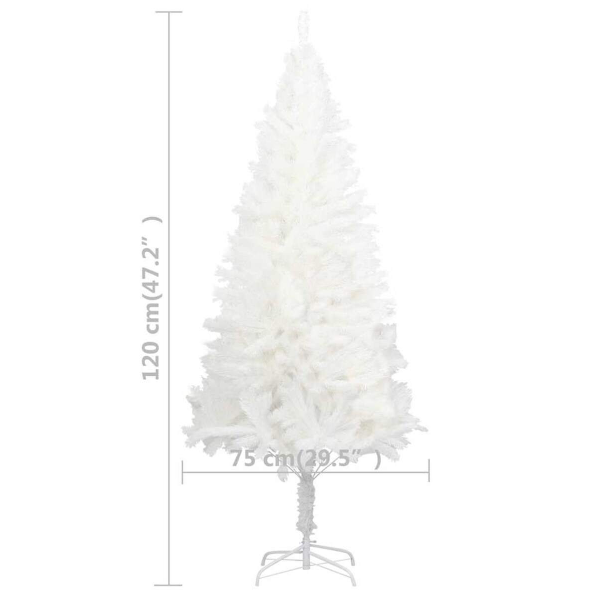 vidaXL Sztuczna choinka z lampkami i bombkami, biała, 120 cm