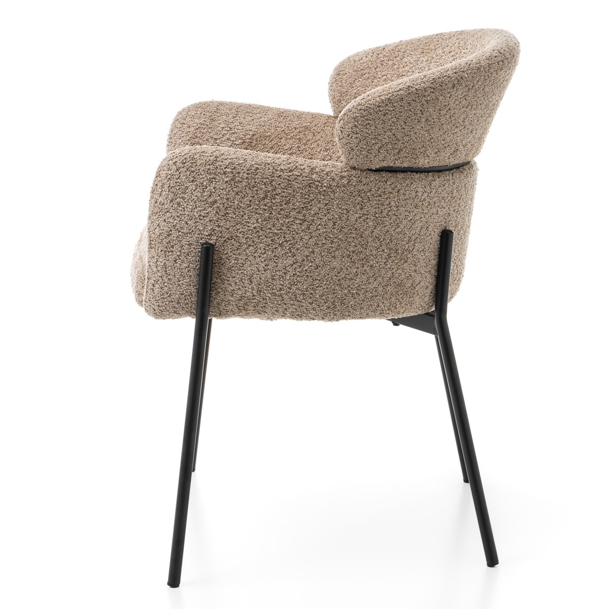 Krzesło tapicerowane boucle do salonu BOLZANO ciemnobeżowe