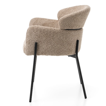 Krzesło tapicerowane boucle do salonu BOLZANO ciemnobeżowe