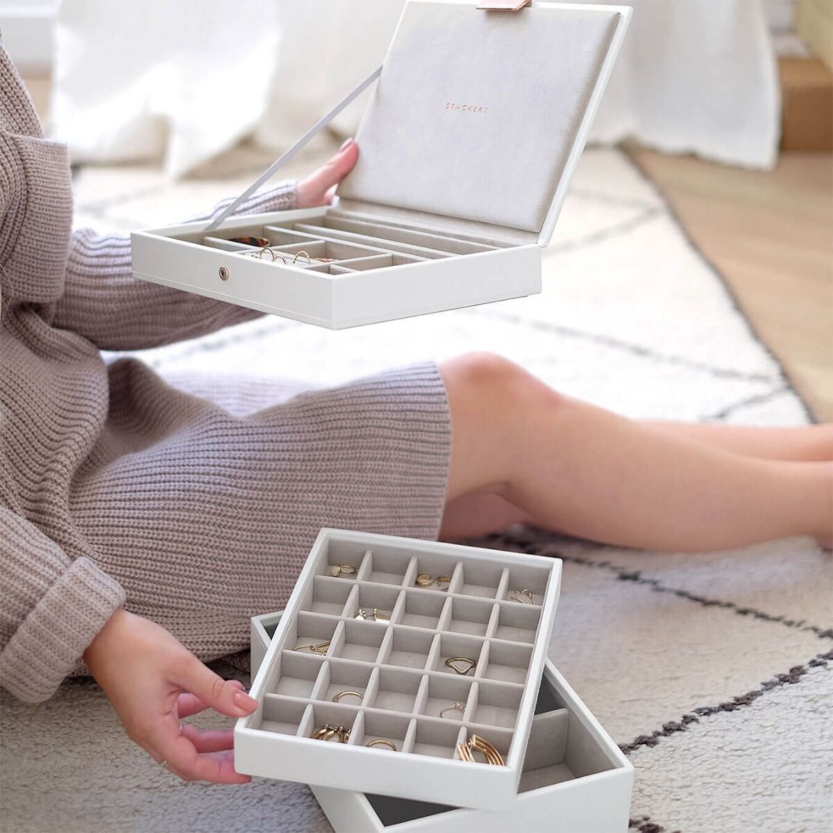 Szkatułka na biżuterię Stackers potrójna classic edycja Rose Gold