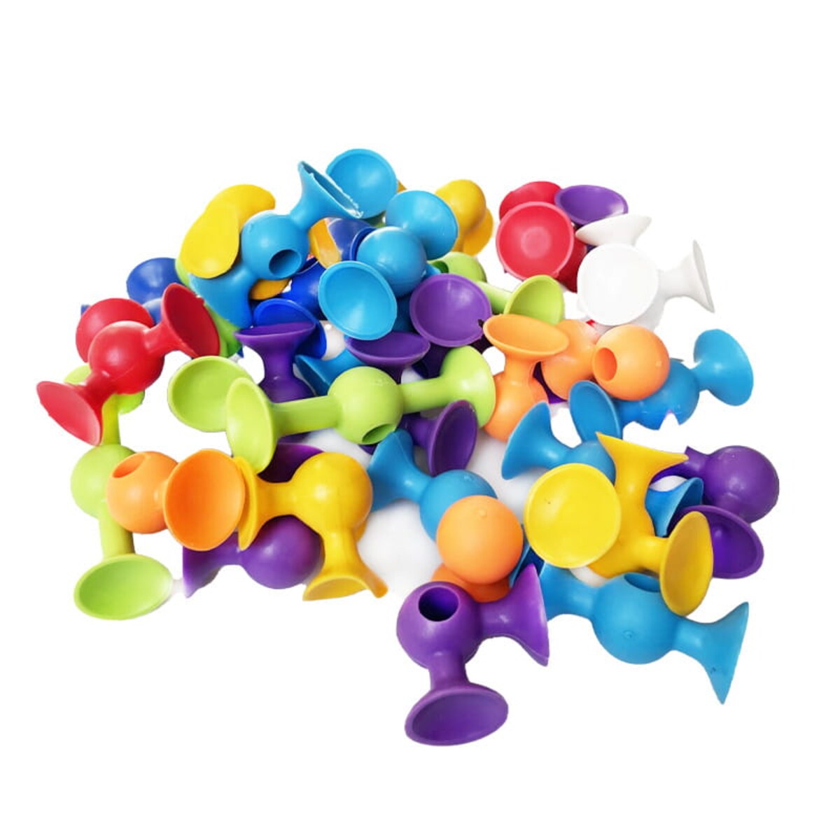 Wesołe stworki 59 el - silikonowe klocki konstrukcyjne przyssawki