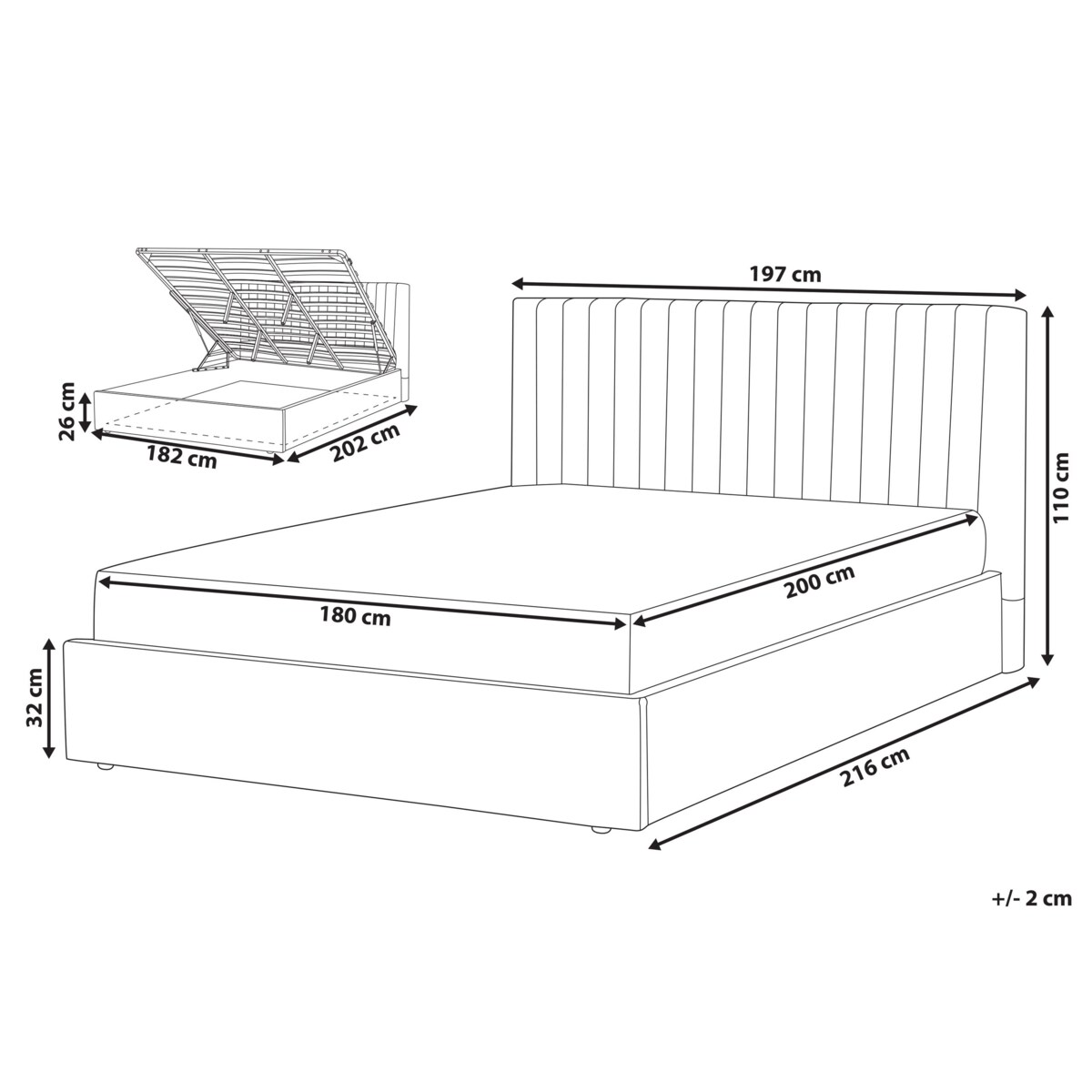 Łóżko z pojemnikiem welurowe 180 x 200 cm szare VION
