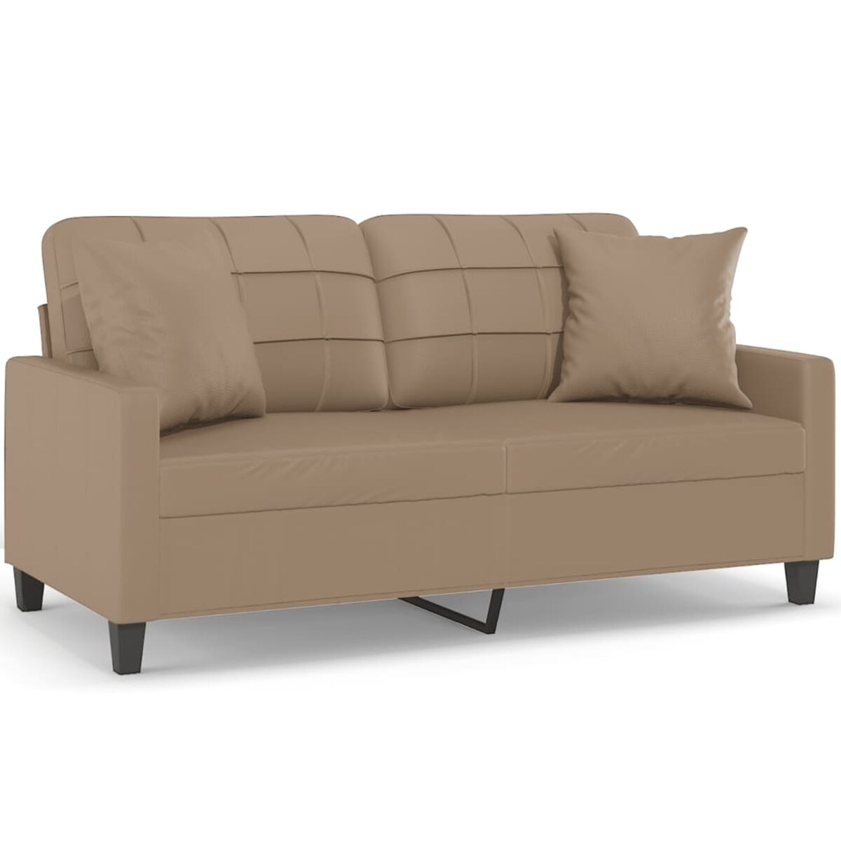 vidaXL 2-osobowa sofa z poduszkami, cappuccino, 140 cm, sztuczna skóra