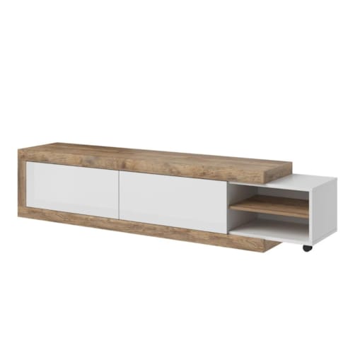 Szafka RTV SINTRA 2K 200(241)cm dąb samdal/biały połysk rozsuwana