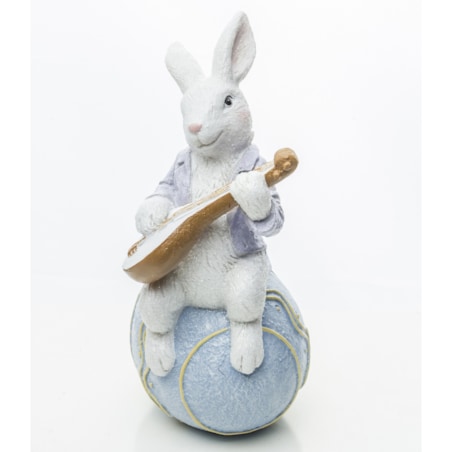 Dekoracja - królik MUZYK 18x8x9,5 cm MANDOLINISTA