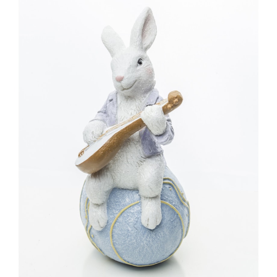 Dekoracja - królik MUZYK 18x8x9,5 cm MANDOLINISTA