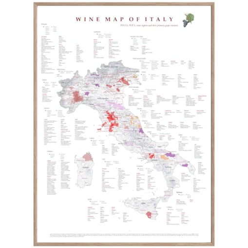 plakat WŁOCHY regiony winiarskie 40x50cm