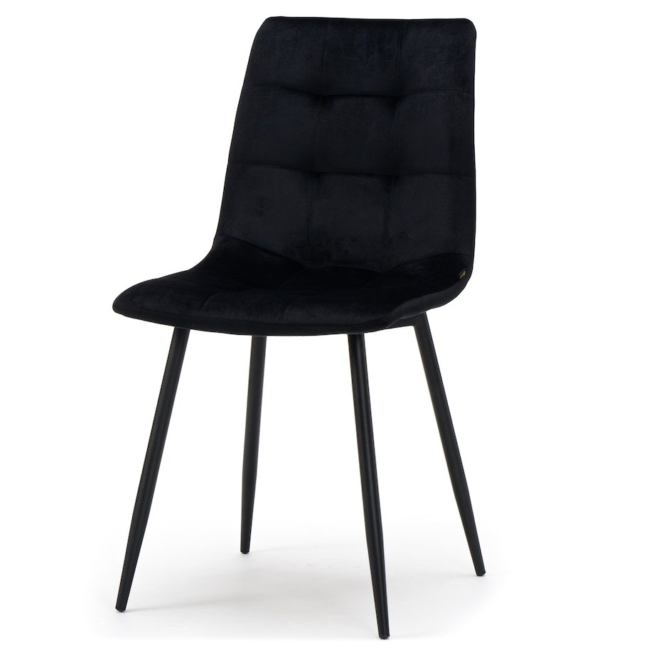 Krzesło tapicerowane pikowane welurowe do salonu jadalni PARMA czarna