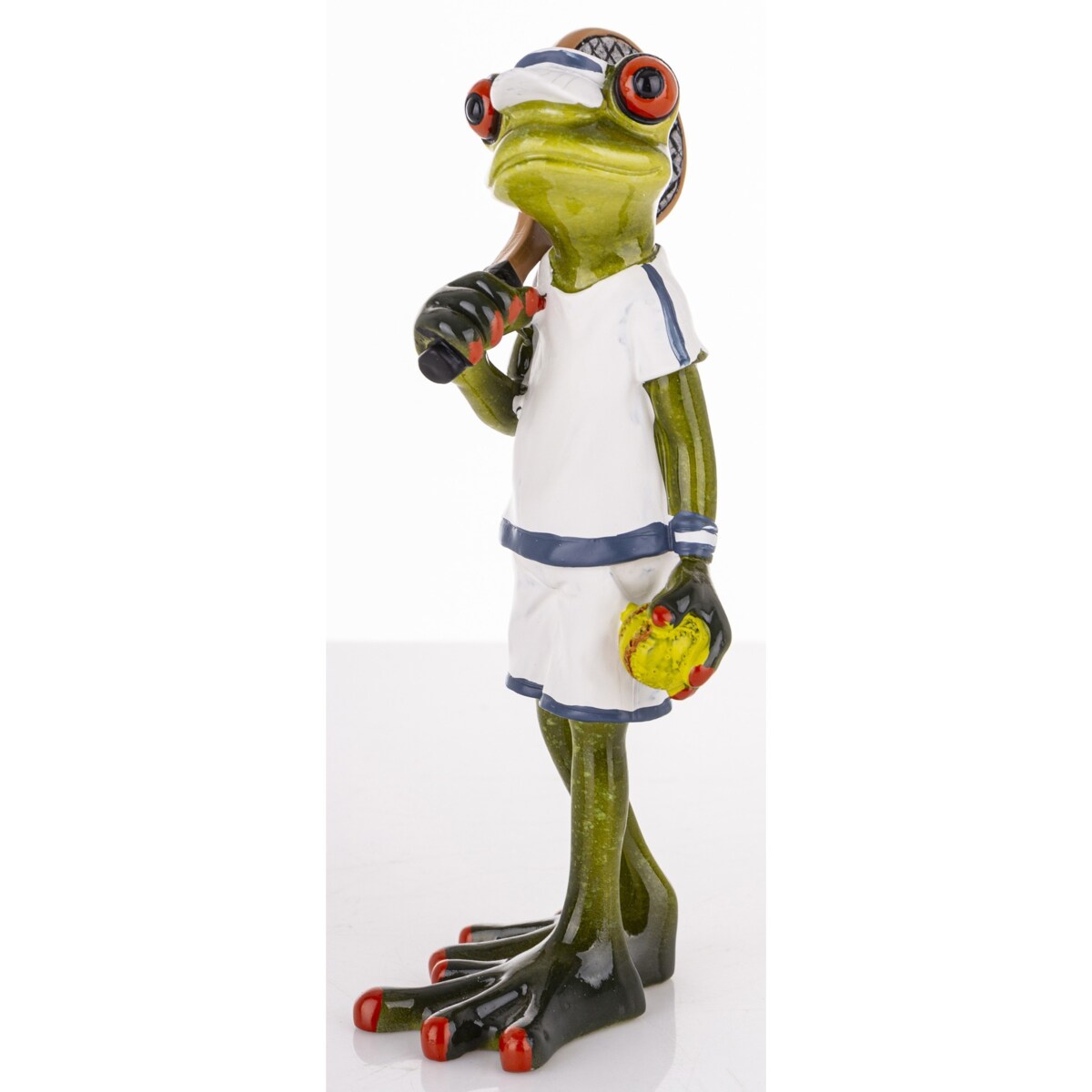 Figurka - żabka 17x7,5x8,5 cm FROGG-2 tenisistka w białym stroju