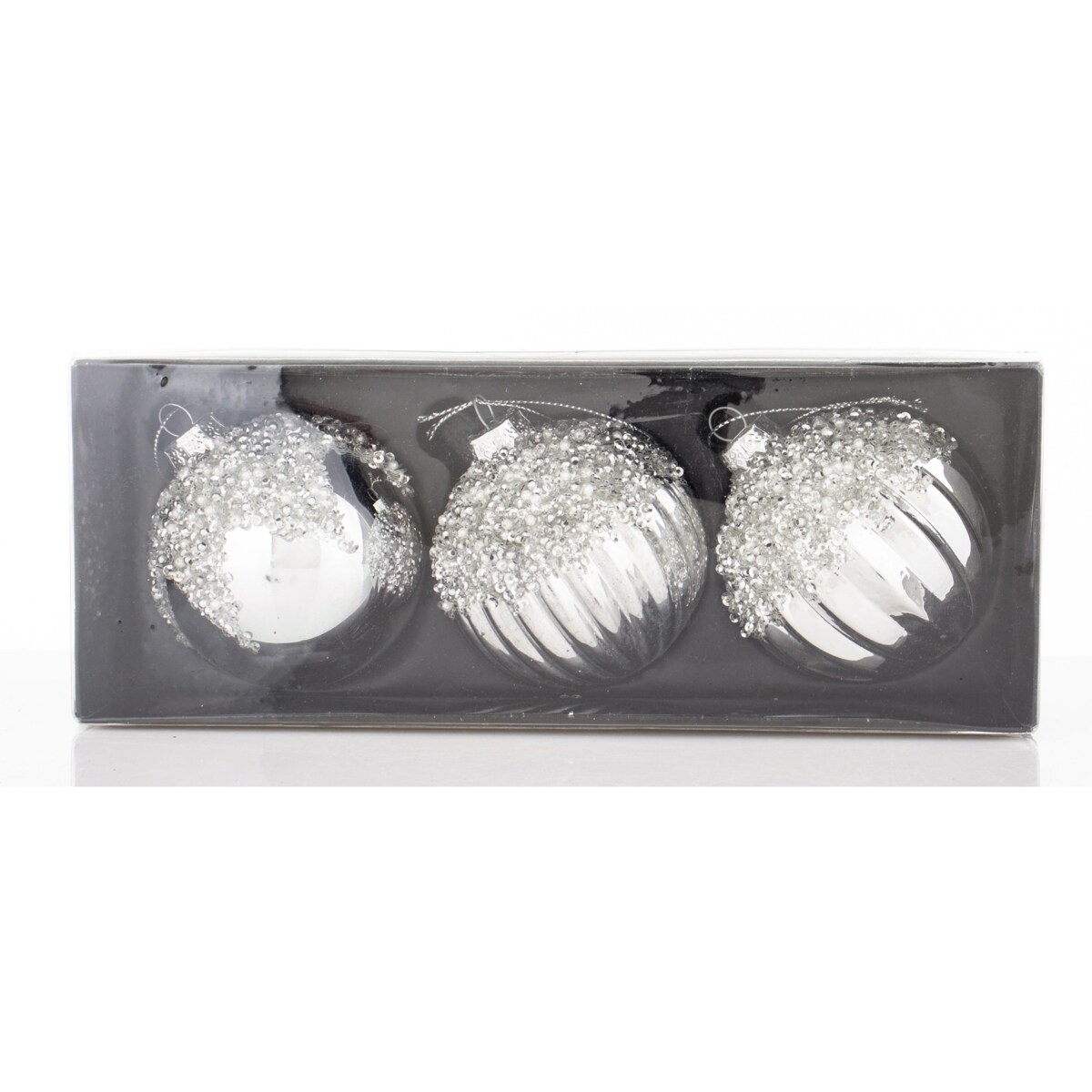 Bombki szklane srebrne 3 szt. Ø 8 cm ARZENTO
