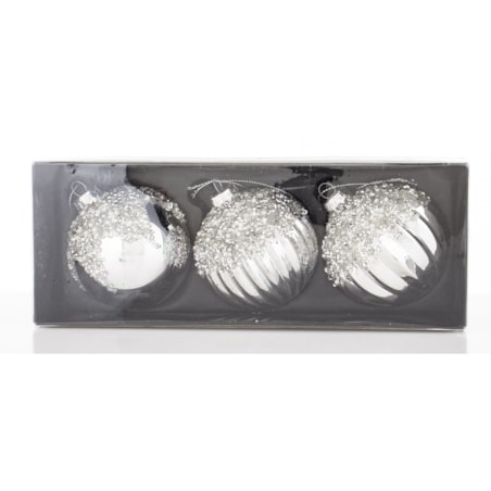 Bombki szklane srebrne 3 szt. Ø 8 cm ARZENTO
