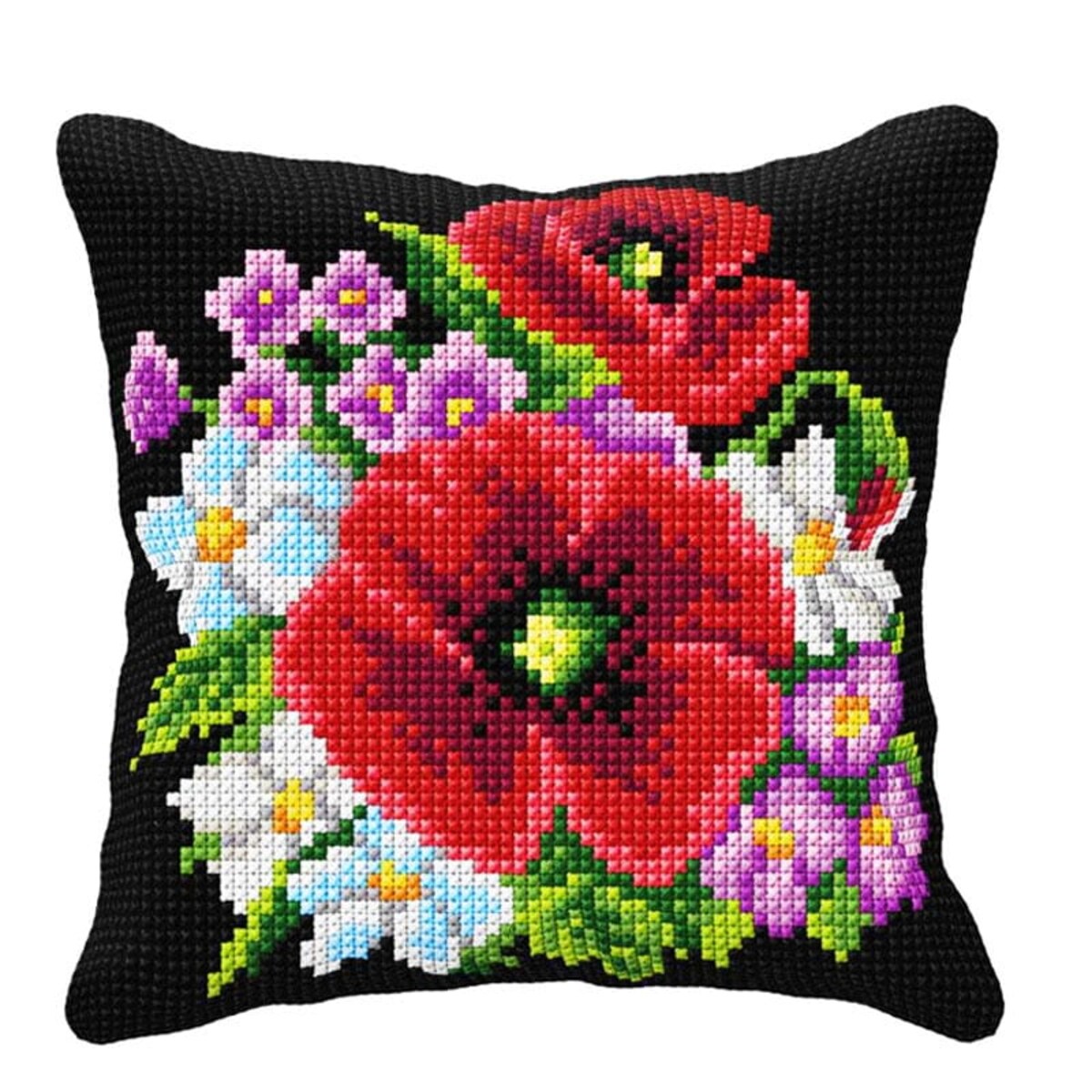 Haft krzyżykowy - Poduszka Maki