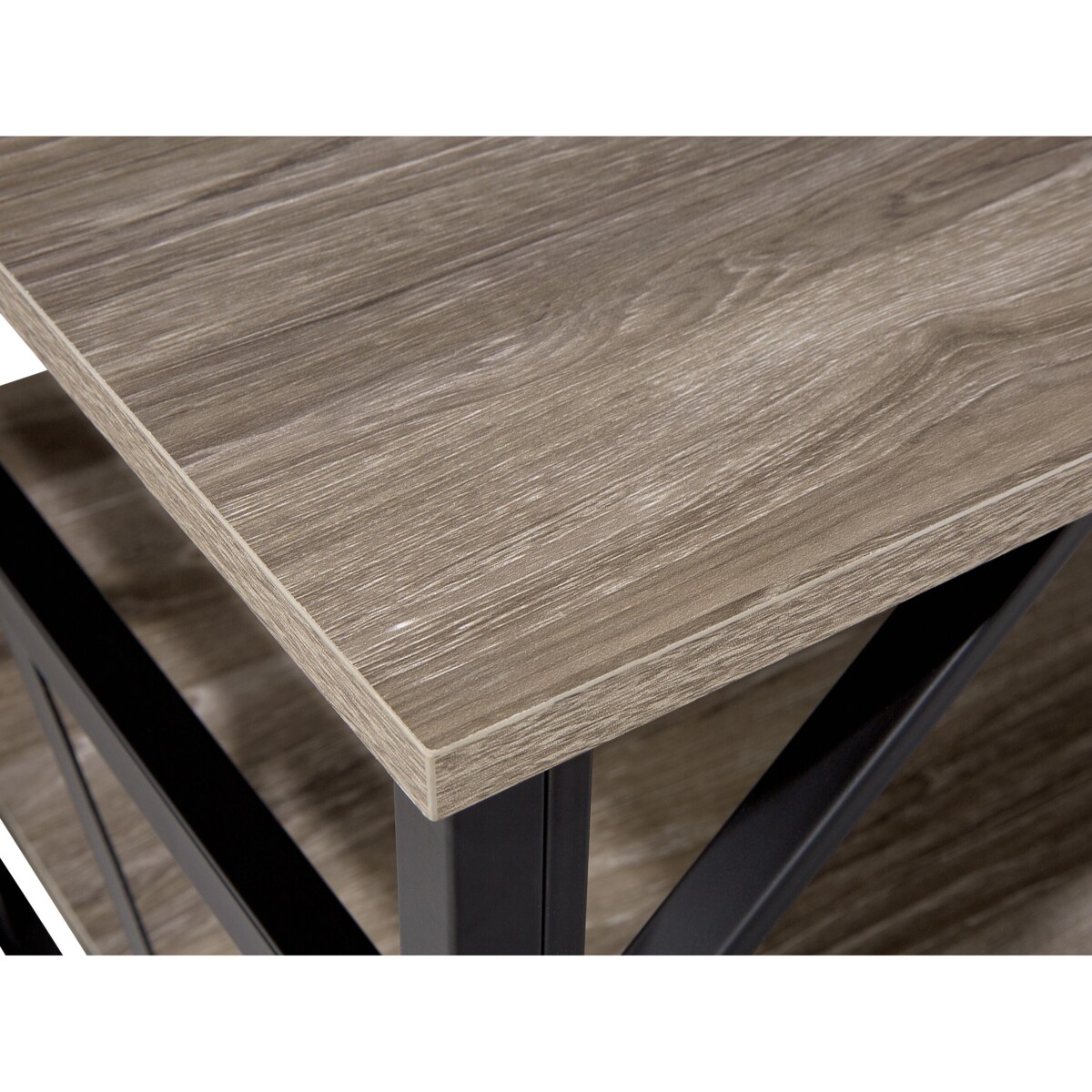 Stolik kawowy brązowoszare drewno z czarnym BOLTON