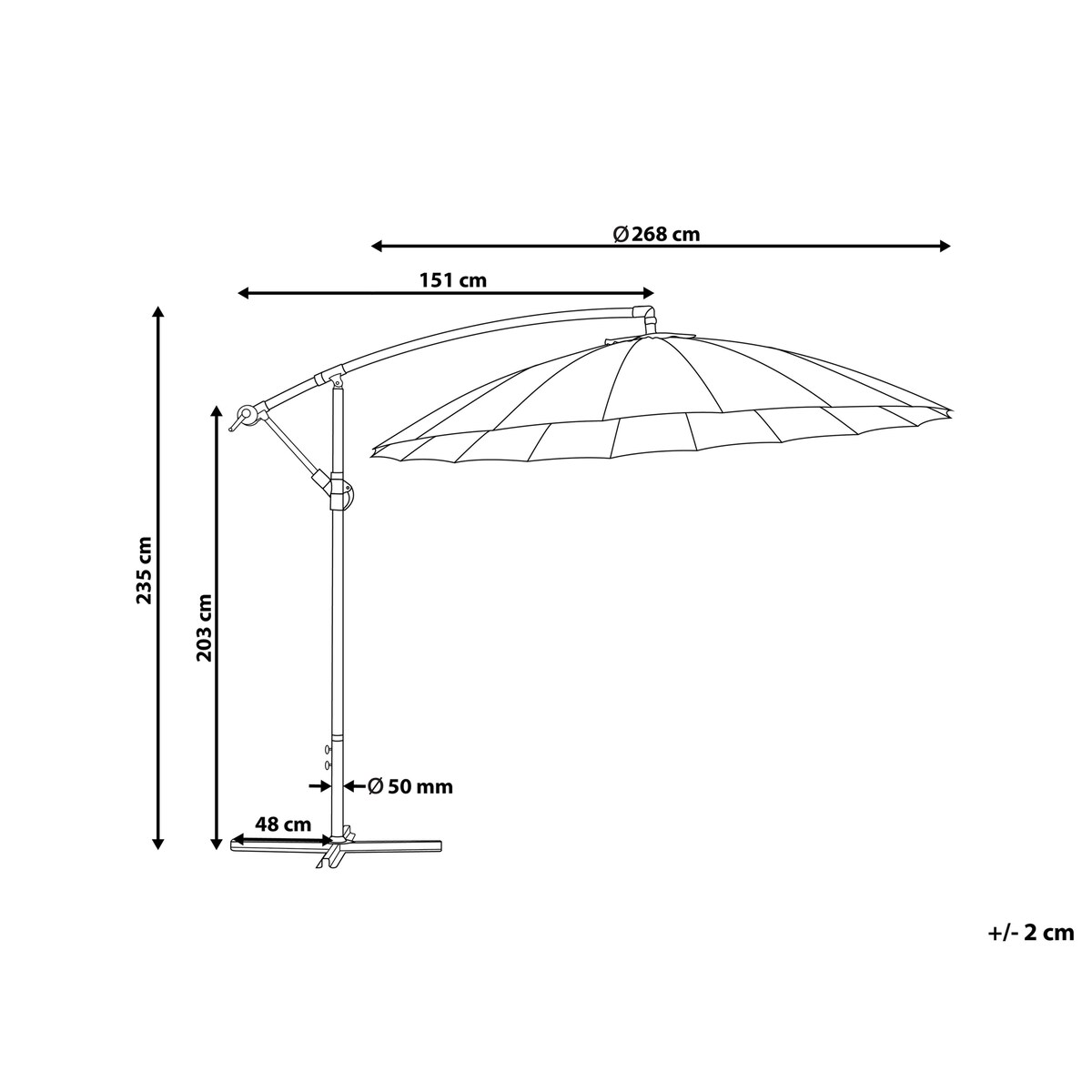 Parasol ogrodowy na wysięgniku 268 cm CALABRIA II Jasnobeżowy