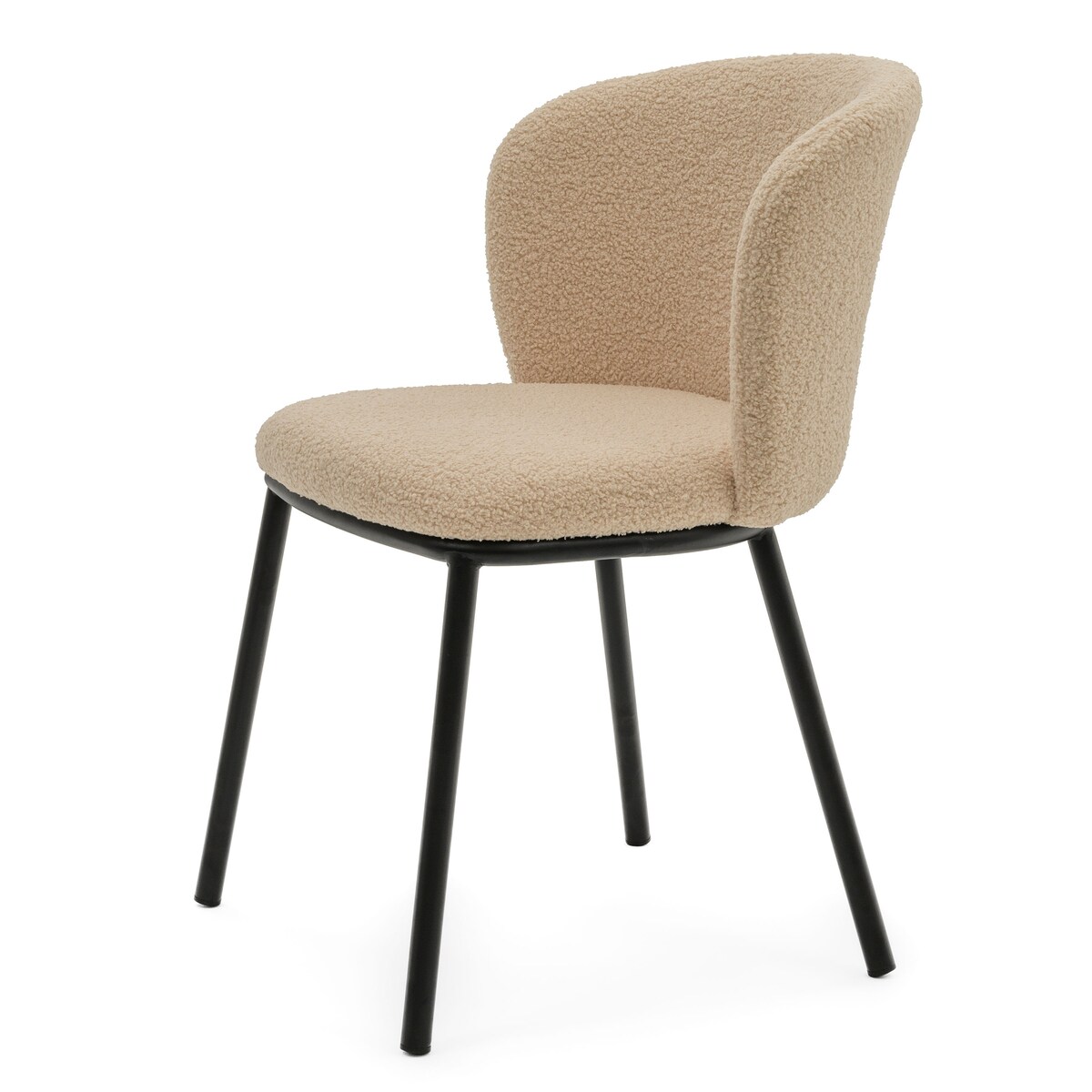 KRZESŁO TAPICEROWANE DO SALONU GLAMOUR TKANINA BOUCLE TEDDY BEŻOWE BARI